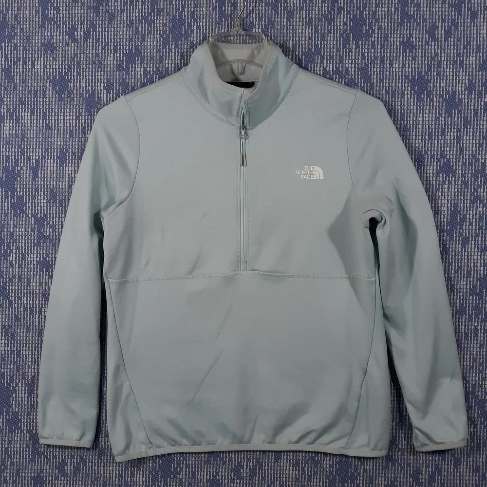 The North Face Sweater Womens Medium Light Blue Outdoor 1/2 Zip Pullover